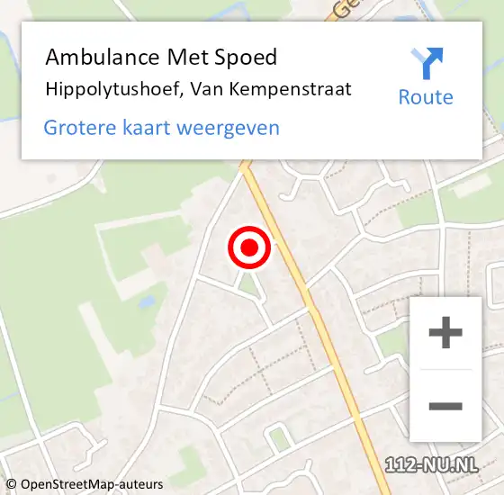 Locatie op kaart van de 112 melding: Ambulance Met Spoed Naar Hippolytushoef, Van Kempenstraat op 21 mei 2017 12:54