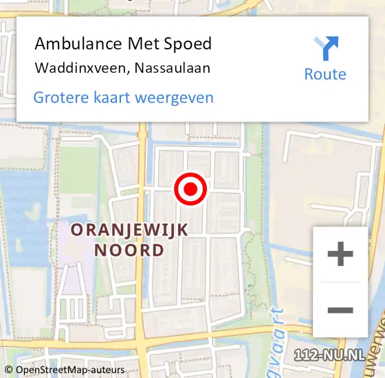 Locatie op kaart van de 112 melding: Ambulance Met Spoed Naar Waddinxveen, Nassaulaan op 21 mei 2017 13:17