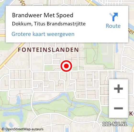 Locatie op kaart van de 112 melding: Brandweer Met Spoed Naar Dokkum, Titus Brandsmastrjitte op 21 januari 2014 08:34