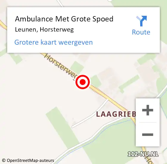 Locatie op kaart van de 112 melding: Ambulance Met Grote Spoed Naar Leunen, Horsterweg op 21 mei 2017 13:56
