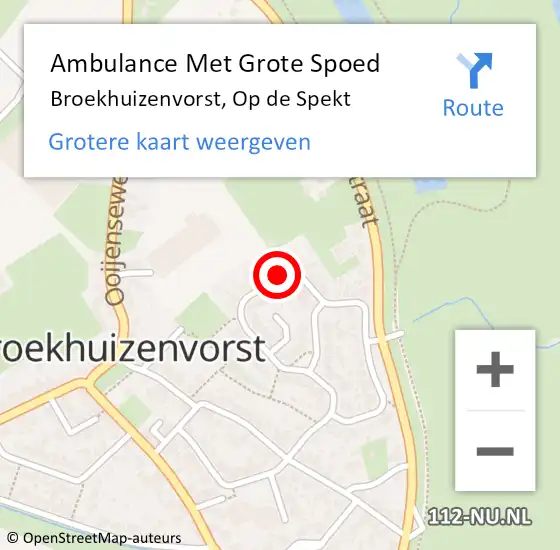 Locatie op kaart van de 112 melding: Ambulance Met Grote Spoed Naar Broekhuizenvorst, Op de Spekt op 21 mei 2017 14:09