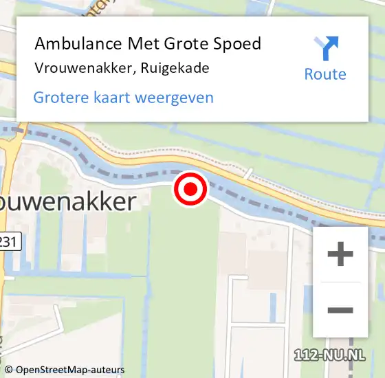 Locatie op kaart van de 112 melding: Ambulance Met Grote Spoed Naar Vrouwenakker, Ruigekade op 21 mei 2017 14:24