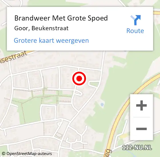 Locatie op kaart van de 112 melding: Brandweer Met Grote Spoed Naar Goor, Beukenstraat op 21 mei 2017 14:37