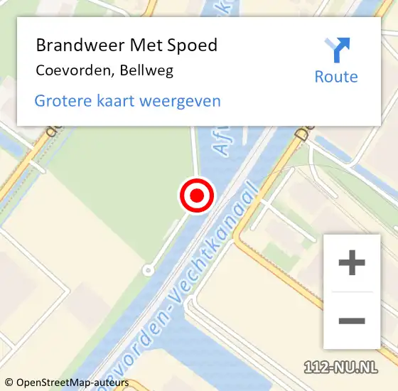 Locatie op kaart van de 112 melding: Brandweer Met Spoed Naar Coevorden, Bellweg op 21 mei 2017 14:37