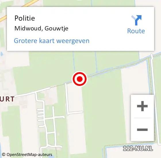 Locatie op kaart van de 112 melding: Politie Midwoud, Gouwtje op 21 mei 2017 14:44