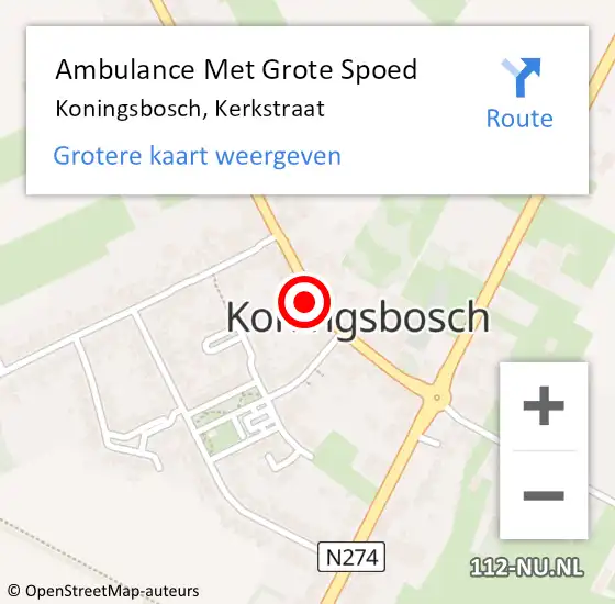 Locatie op kaart van de 112 melding: Ambulance Met Grote Spoed Naar Koningsbosch, Kerkstraat op 21 mei 2017 15:11