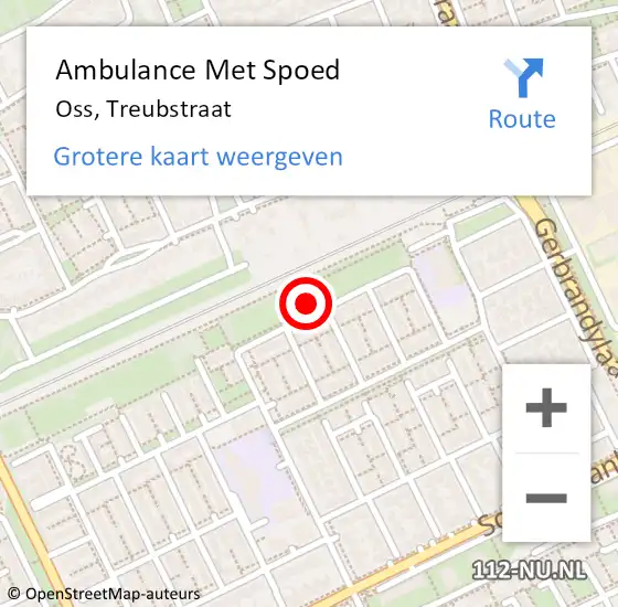 Locatie op kaart van de 112 melding: Ambulance Met Spoed Naar Oss, Treubstraat op 21 mei 2017 15:15