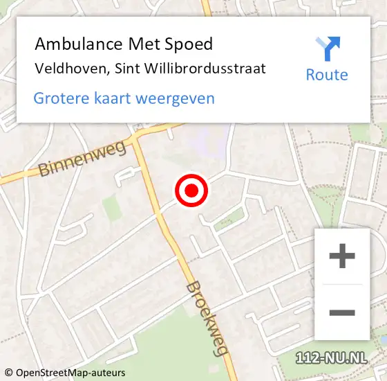 Locatie op kaart van de 112 melding: Ambulance Met Spoed Naar Veldhoven, Sint Willibrordusstraat op 21 mei 2017 15:34