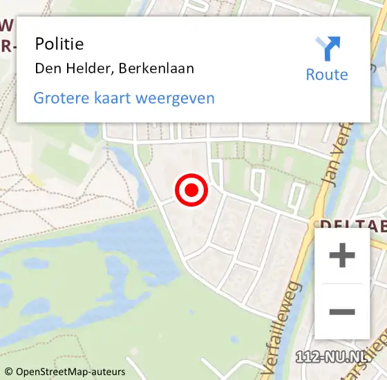 Locatie op kaart van de 112 melding: Politie Den Helder, Berkenlaan op 21 mei 2017 16:24