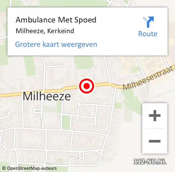 Locatie op kaart van de 112 melding: Ambulance Met Spoed Naar Milheeze, Kerkeind op 21 mei 2017 16:25