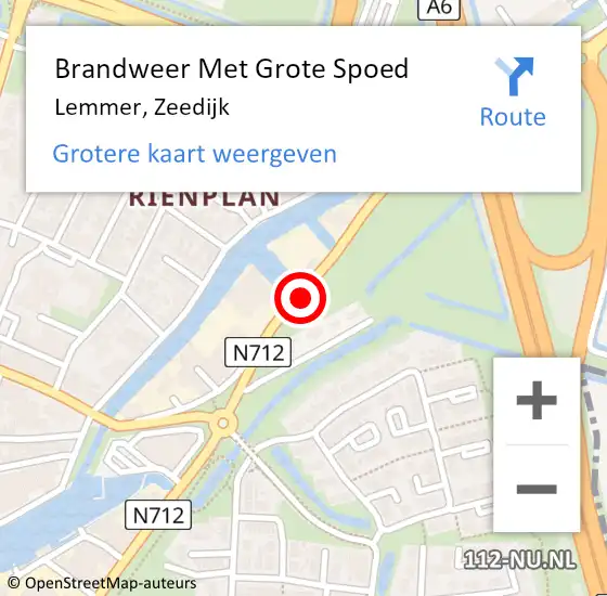 Locatie op kaart van de 112 melding: Brandweer Met Grote Spoed Naar Lemmer, Zeedijk op 21 mei 2017 16:46