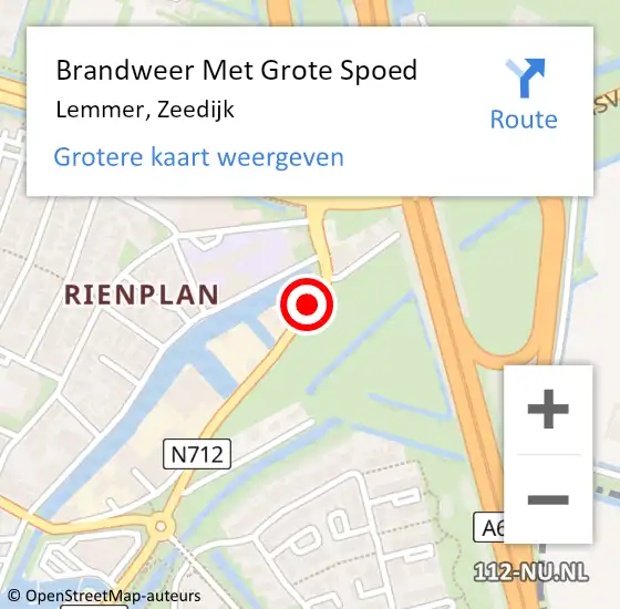 Locatie op kaart van de 112 melding: Brandweer Met Grote Spoed Naar Lemmer, Zeedijk op 21 mei 2017 16:48