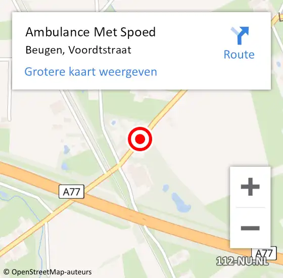 Locatie op kaart van de 112 melding: Ambulance Met Spoed Naar Beugen, Voordtstraat op 21 mei 2017 16:56