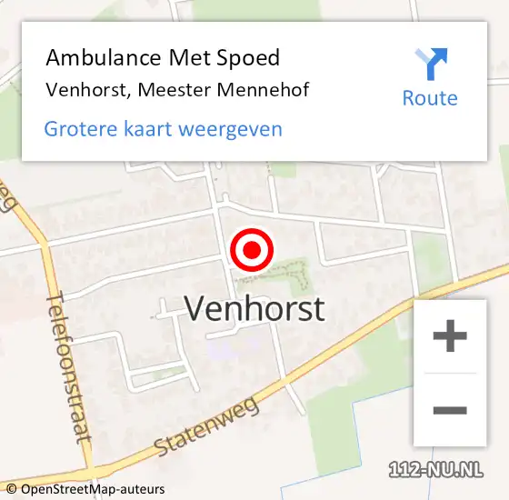 Locatie op kaart van de 112 melding: Ambulance Met Spoed Naar Venhorst, Meester Mennehof op 21 mei 2017 16:59