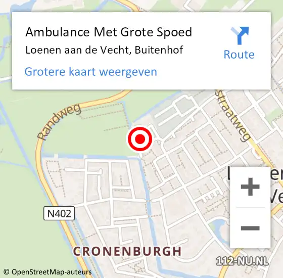 Locatie op kaart van de 112 melding: Ambulance Met Grote Spoed Naar Loenen aan de Vecht, Buitenhof op 21 mei 2017 17:01