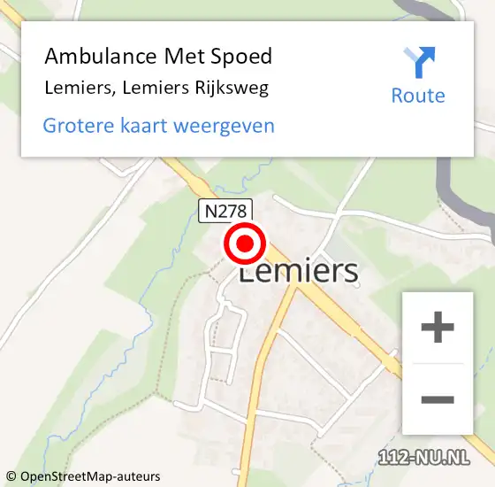 Locatie op kaart van de 112 melding: Ambulance Met Spoed Naar Lemiers, Lemiers Rijksweg op 21 januari 2014 08:57