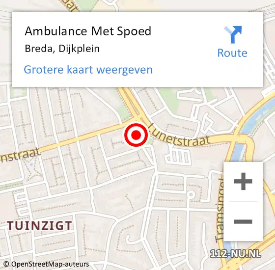 Locatie op kaart van de 112 melding: Ambulance Met Spoed Naar Breda, Dijkplein op 21 mei 2017 17:28