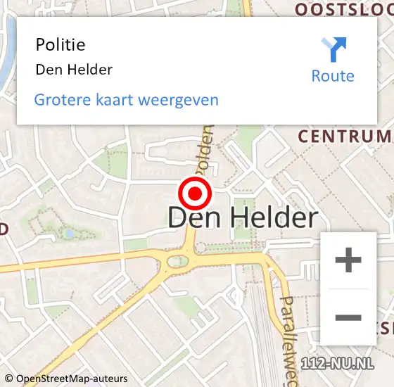 Locatie op kaart van de 112 melding: Politie Den Helder op 21 mei 2017 17:40