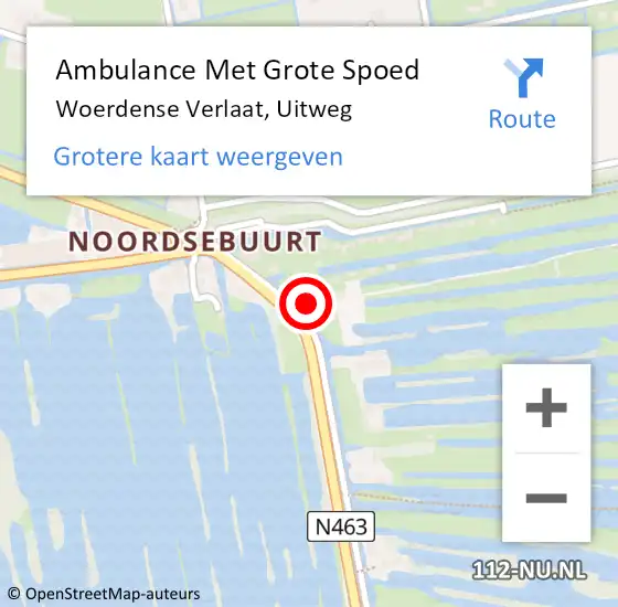 Locatie op kaart van de 112 melding: Ambulance Met Grote Spoed Naar Woerdense Verlaat, Uitweg op 21 mei 2017 17:59