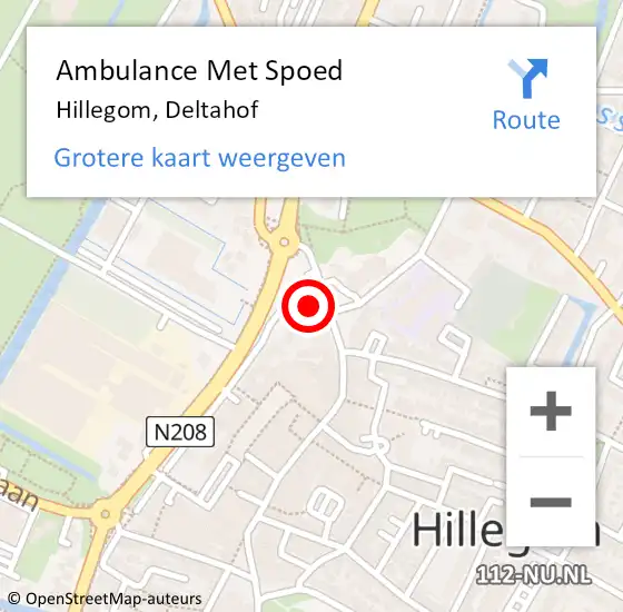 Locatie op kaart van de 112 melding: Ambulance Met Spoed Naar Hillegom, Deltahof op 21 mei 2017 18:35