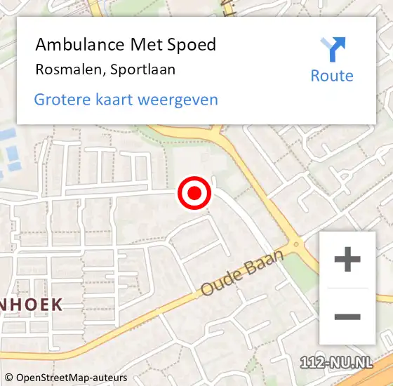 Locatie op kaart van de 112 melding: Ambulance Met Spoed Naar Rosmalen, Sportlaan op 21 mei 2017 18:46