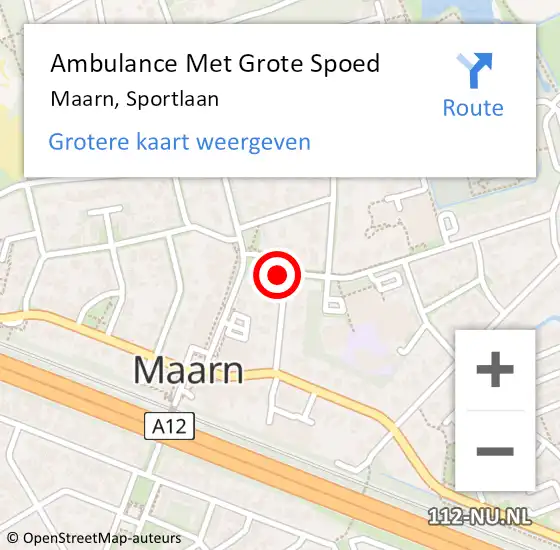 Locatie op kaart van de 112 melding: Ambulance Met Grote Spoed Naar Maarn, Sportlaan op 21 mei 2017 18:55