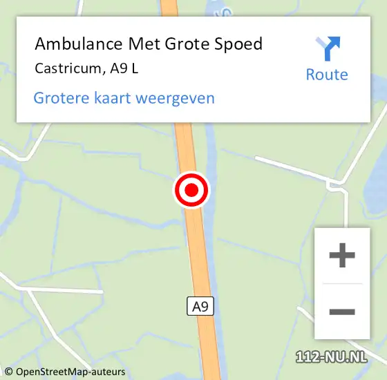 Locatie op kaart van de 112 melding: Ambulance Met Grote Spoed Naar Castricum, A9 L op 21 mei 2017 18:59