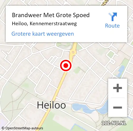 Locatie op kaart van de 112 melding: Brandweer Met Grote Spoed Naar Heiloo, Kennemerstraatweg op 21 mei 2017 19:42