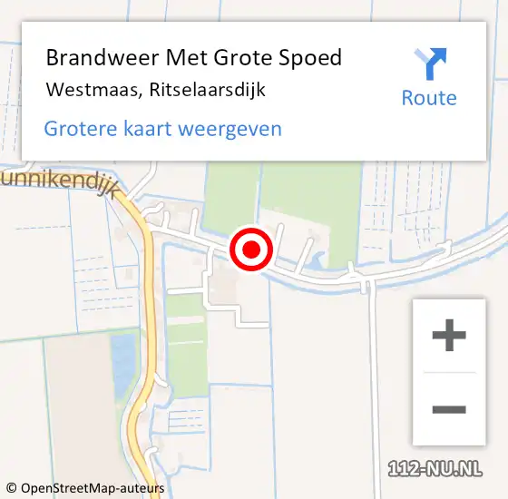 Locatie op kaart van de 112 melding: Brandweer Met Grote Spoed Naar Westmaas, Ritselaarsdijk op 21 mei 2017 19:51