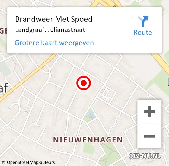 Locatie op kaart van de 112 melding: Brandweer Met Spoed Naar Landgraaf, Julianastraat op 21 mei 2017 19:59