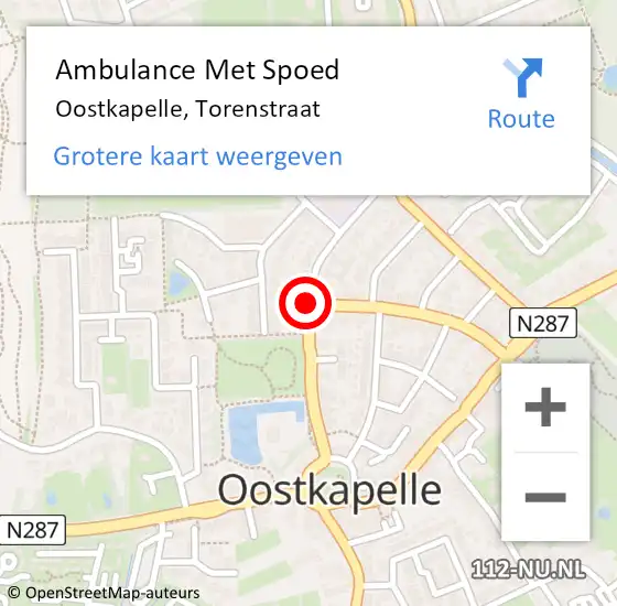 Locatie op kaart van de 112 melding: Ambulance Met Spoed Naar Oostkapelle, Torenstraat op 21 mei 2017 20:02