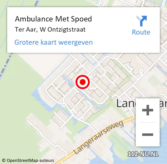 Locatie op kaart van de 112 melding: Ambulance Met Spoed Naar Ter Aar, W Ontzigtstraat op 21 mei 2017 20:04