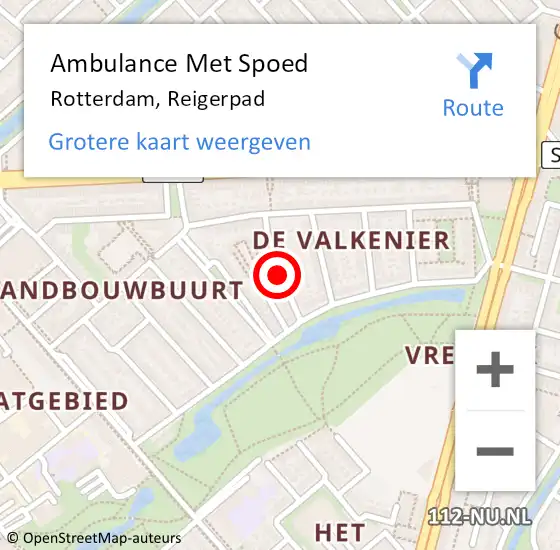 Locatie op kaart van de 112 melding: Ambulance Met Spoed Naar Rotterdam, Reigerpad op 21 mei 2017 20:54