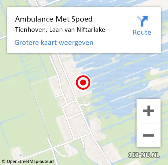 Locatie op kaart van de 112 melding: Ambulance Met Spoed Naar Tienhoven, Laan van Niftarlake op 21 mei 2017 21:11