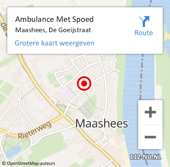 Locatie op kaart van de 112 melding: Ambulance Met Spoed Naar Maashees, De Goeijstraat op 21 mei 2017 21:48