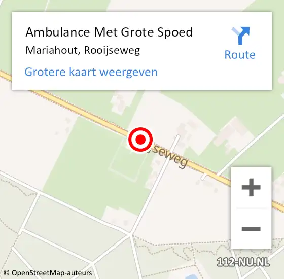 Locatie op kaart van de 112 melding: Ambulance Met Grote Spoed Naar Mariahout, Rooijseweg op 21 mei 2017 22:01