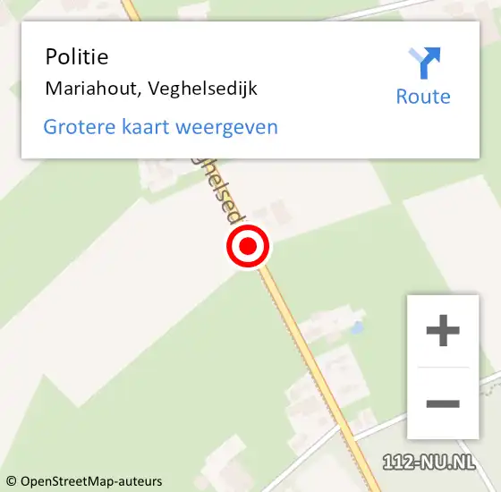 Locatie op kaart van de 112 melding: Politie Mariahout, Veghelsedijk op 21 mei 2017 22:02