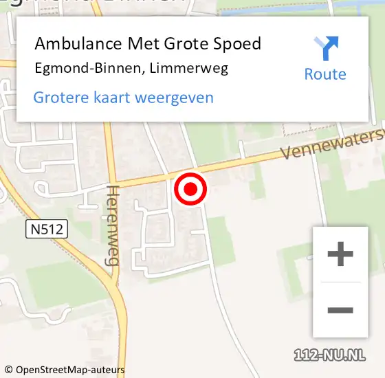 Locatie op kaart van de 112 melding: Ambulance Met Grote Spoed Naar Egmond-Binnen, Limmerweg op 21 mei 2017 22:34