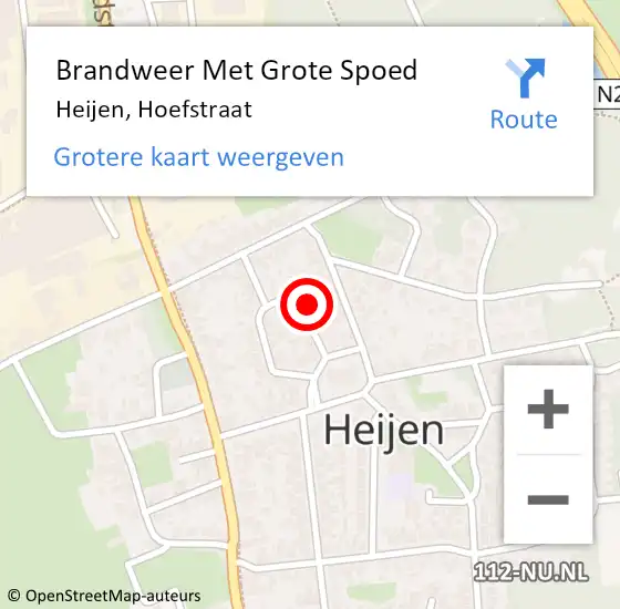 Locatie op kaart van de 112 melding: Brandweer Met Grote Spoed Naar Heijen, Hoefstraat op 21 mei 2017 23:03