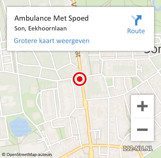 Locatie op kaart van de 112 melding: Ambulance Met Spoed Naar Son, Eekhoornlaan op 21 mei 2017 23:15