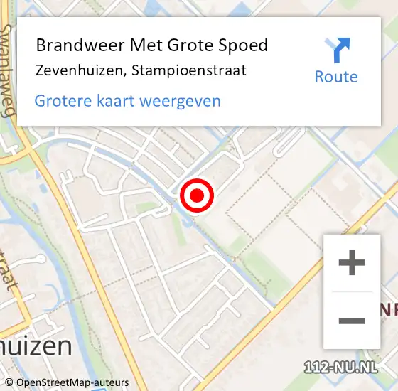 Locatie op kaart van de 112 melding: Brandweer Met Grote Spoed Naar Zevenhuizen, Stampioenstraat op 22 mei 2017 00:26