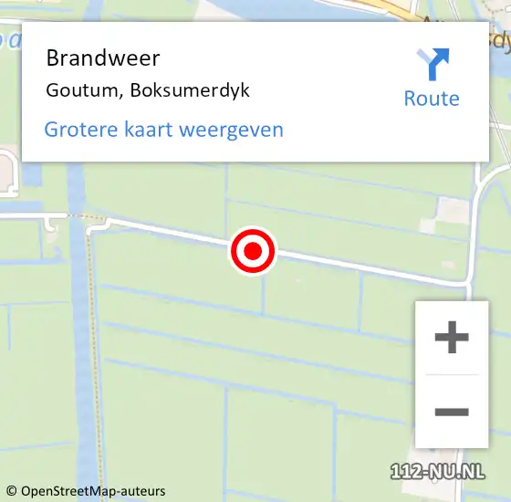 Locatie op kaart van de 112 melding: Brandweer Goutum, Boksumerdyk op 21 januari 2014 09:30