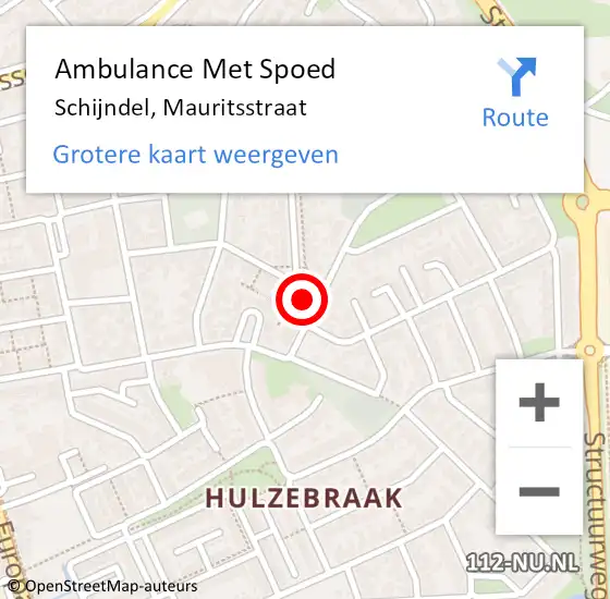 Locatie op kaart van de 112 melding: Ambulance Met Spoed Naar Schijndel, Mauritsstraat op 22 mei 2017 01:34