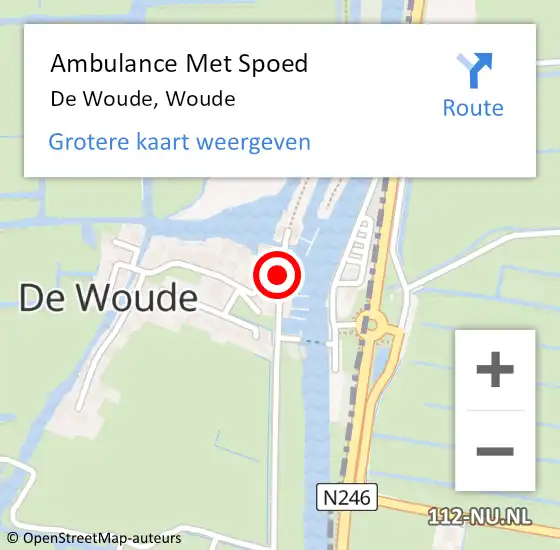 Locatie op kaart van de 112 melding: Ambulance Met Spoed Naar De Woude, Woude op 22 mei 2017 01:35