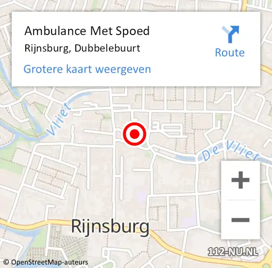 Locatie op kaart van de 112 melding: Ambulance Met Spoed Naar Rijnsburg, Dubbelebuurt op 22 mei 2017 02:02