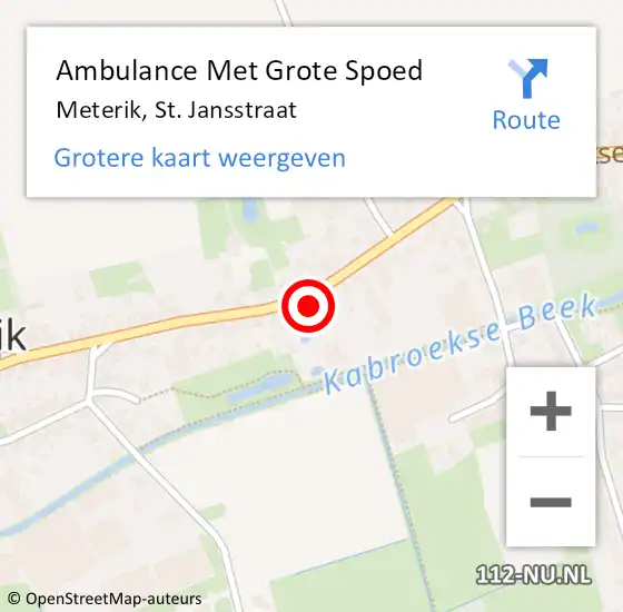 Locatie op kaart van de 112 melding: Ambulance Met Grote Spoed Naar Meterik, St. Jansstraat op 21 januari 2014 09:35