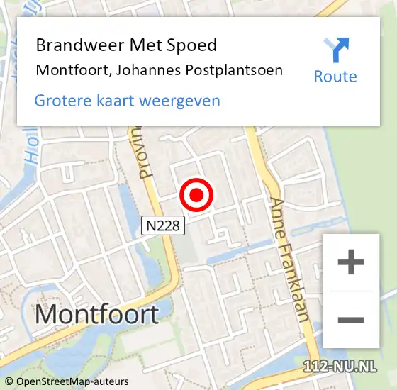 Locatie op kaart van de 112 melding: Brandweer Met Spoed Naar Montfoort, Johannes Postplantsoen op 22 mei 2017 02:58