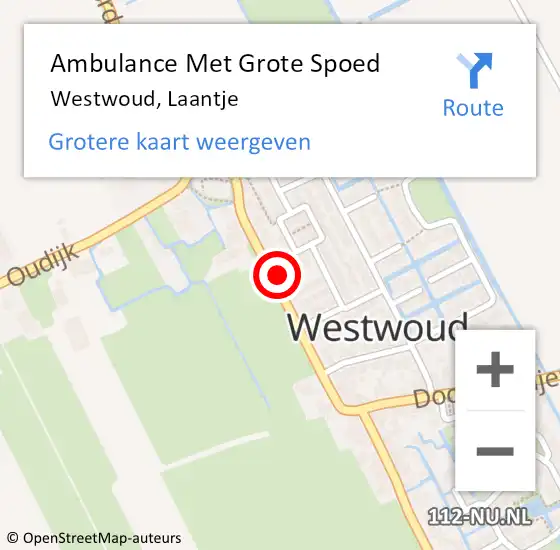 Locatie op kaart van de 112 melding: Ambulance Met Grote Spoed Naar Westwoud, Laantje op 22 mei 2017 03:01