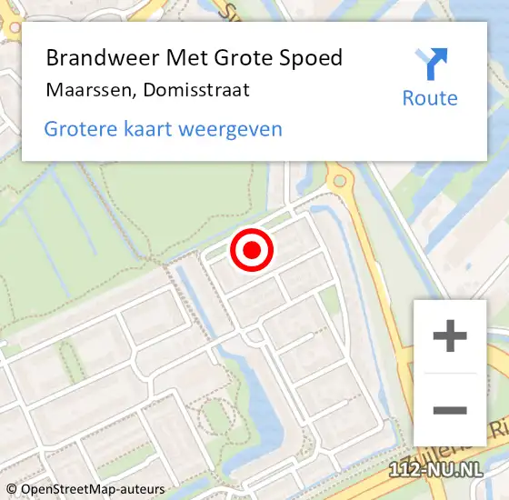 Locatie op kaart van de 112 melding: Brandweer Met Grote Spoed Naar Maarssen, Domisstraat op 22 mei 2017 04:34