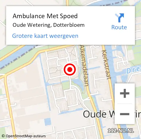 Locatie op kaart van de 112 melding: Ambulance Met Spoed Naar Oude Wetering, Dotterbloem op 22 mei 2017 05:15